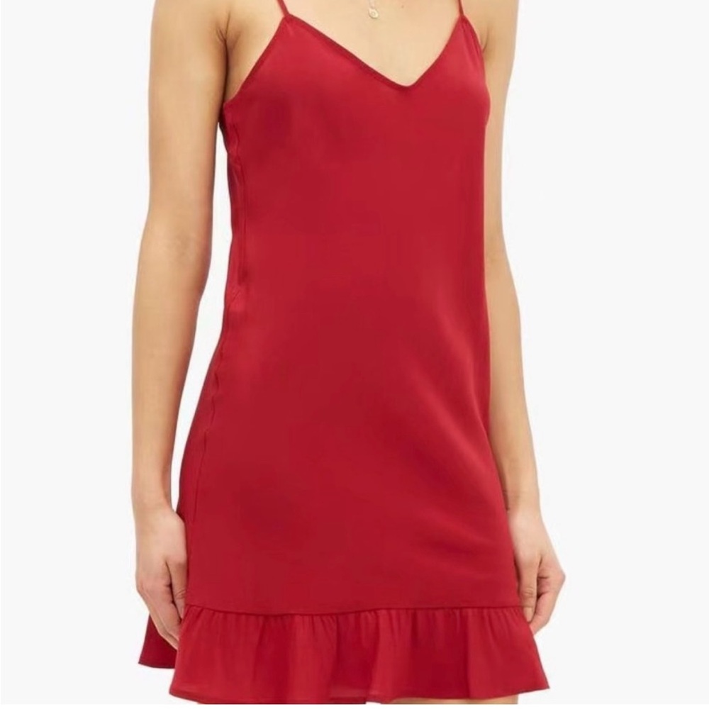 NWOT Pour Les Femmes red crepe de Chine silk slip dress
